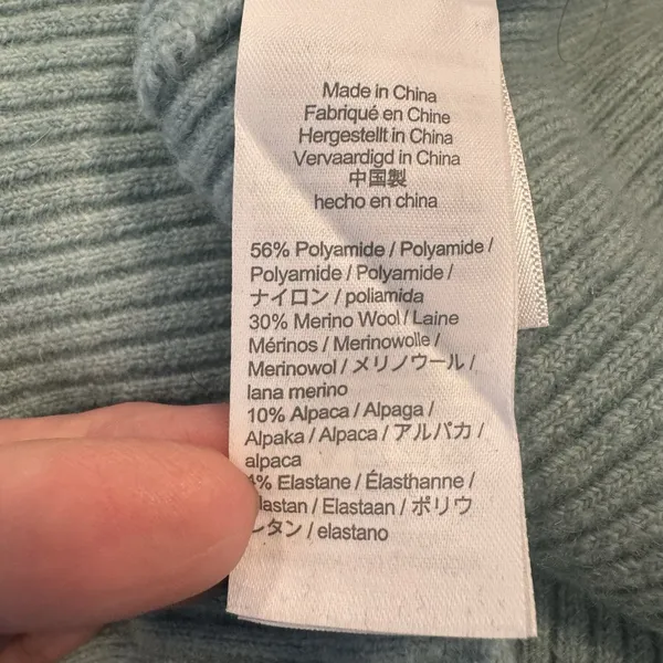 J Crew Puff Sleeve Merino Alpaca Crew Neck Sweater Size L Green Supersoft Yarn - Image 6