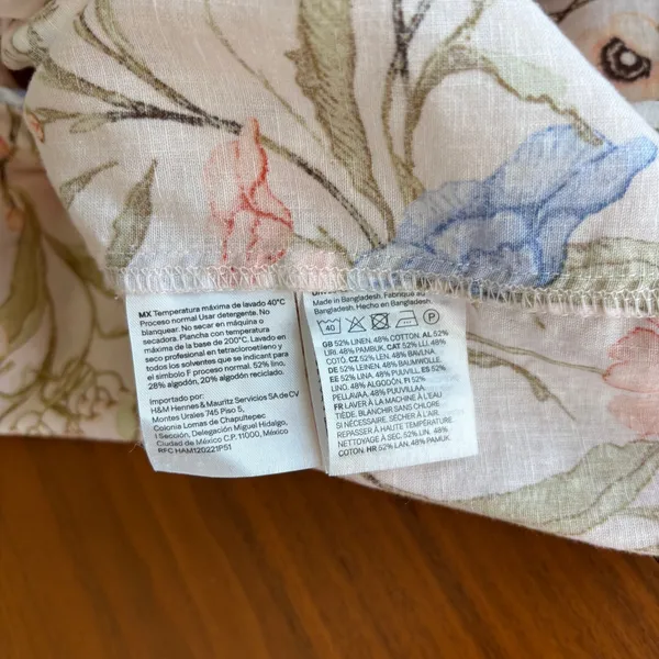 H&M Floral Linen Button Down M Long Sleeve Cottage Garden Preppy Grandma Chic - Image 6