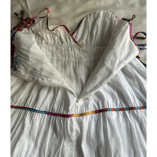 Antonio Melani Keri Tiered Dress White Cotton Rainbow Trim Size 8 Women’s - Image 13