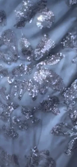 Boutique #3-8 Dusty Blue Sequin High Halter Neckline Sleeveless Column Gown. - Image 9