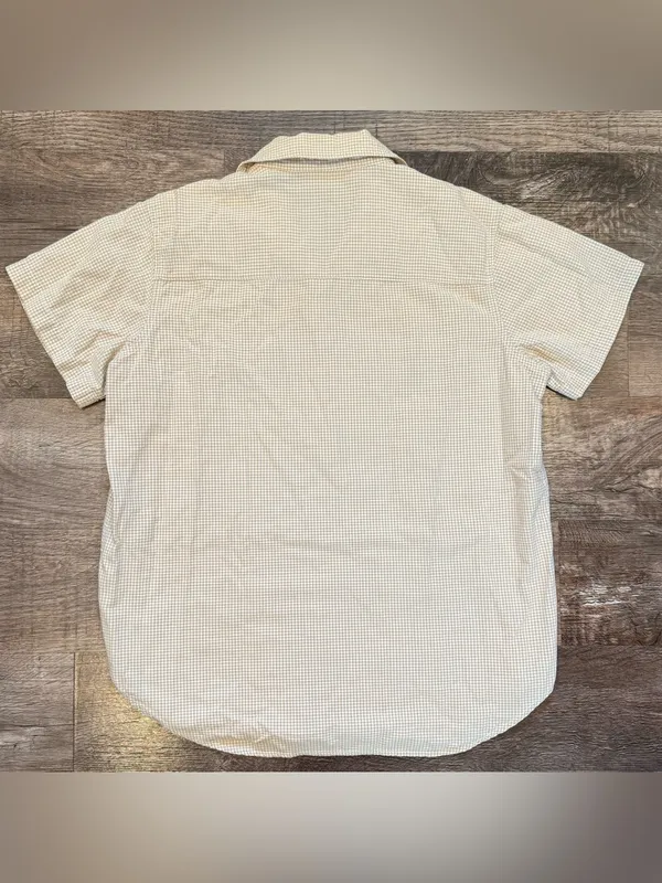 Basic Editions Gingham Short Sleeve Button Down Cottage Core Medium Embroidery White - Image 4