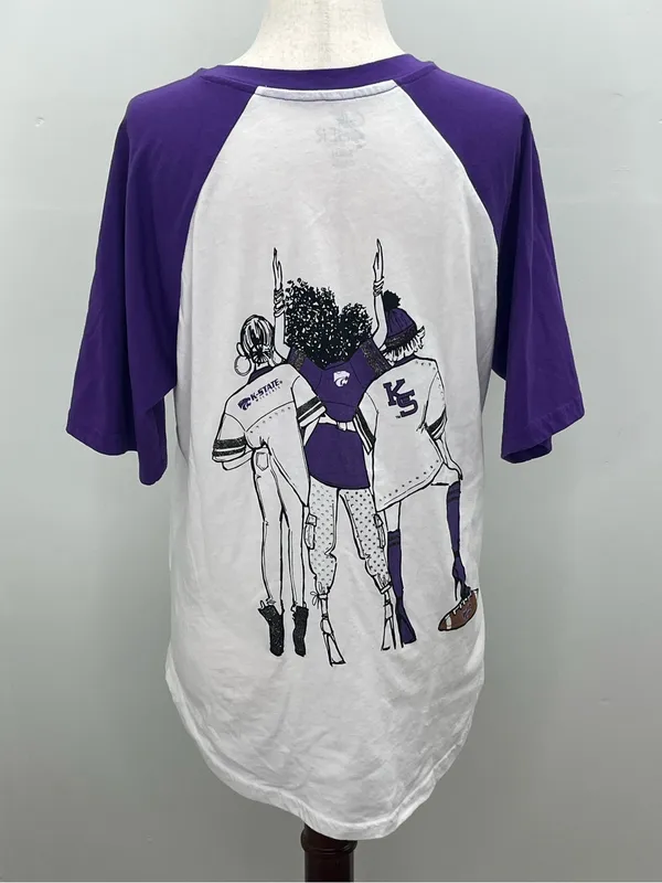 Gameday Gear 4 Her Womens K-State Wildcats Rhinestone V-Neck Raglan Shirt Small - Image 4