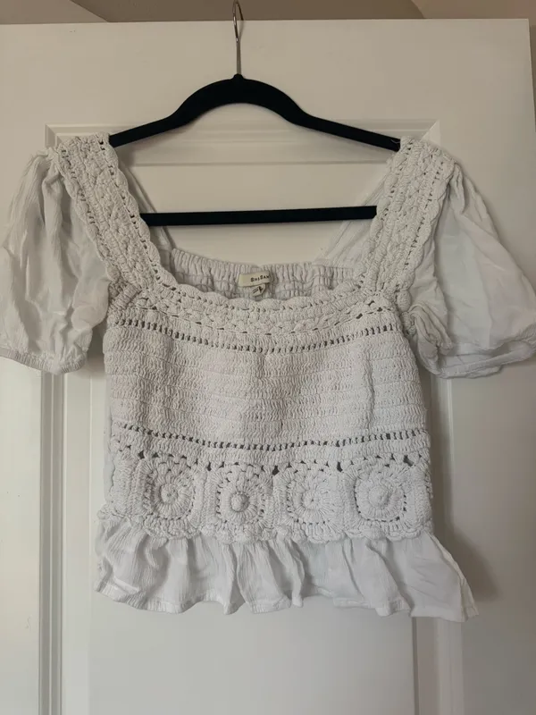 White Crochet Top Size M - Image 2