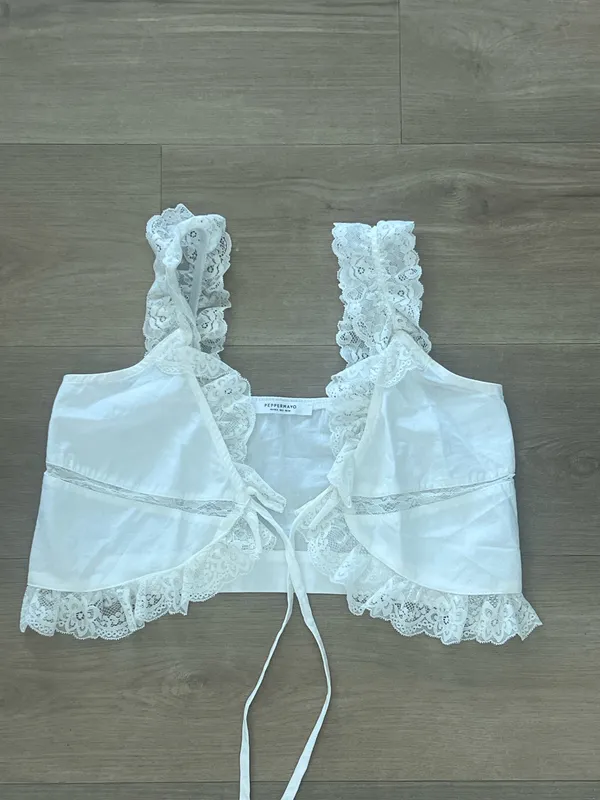 Pepper mayo crop lace tie top - Image 2
