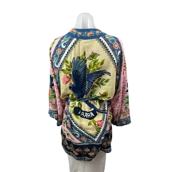 Farm Rio Kimono Sonho Belo Farm Fruits Paisley Tie Waist Blouse Top One Size - Image 4