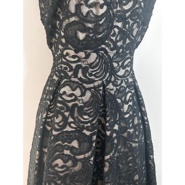 Eliza J Womens Black‎ Floral Lace Illusion Neck Fit & Flare Cocktail Dress 8 - Image 4