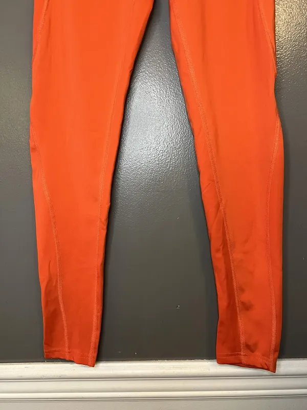 Los Ojos Pants Womens Small Orange High Rise Pocket Leggings Athletic Yoga Gym - Image 3