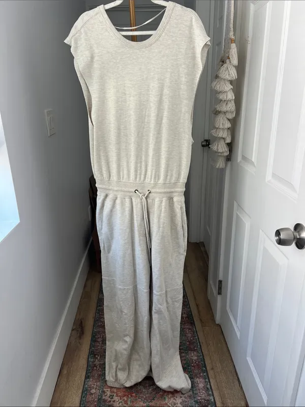 FP Movement Throw and Go Sweatsuit Onesie in Heather Oatmeal Cream XS Oversized - Image 5
