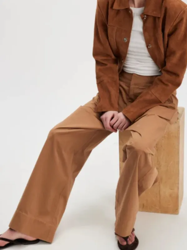NWT Free People Wide Leg Buckle Back Pants Tobacco Brown Size 12 Retail $148.00 - Image 3