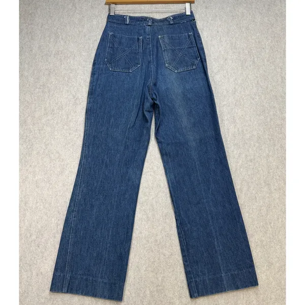 Jazzie Jeans Womens 10 Blue Vintage 70s Boho Wide Leg Jeans Western Disco - Image 2