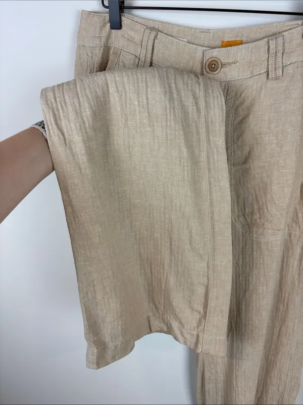 Pilcro And The Letterpress Linen Wide Leg Pants Women’s Size 4 Tan Low Rise - Image 5