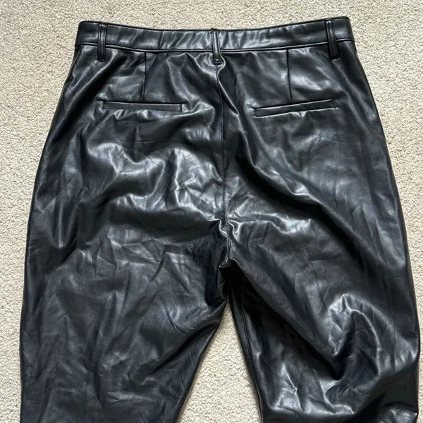 Abercrombie & Fitch Ultra High Rise Leather Pants Size 16 L Split Hem Skinny - Image 8