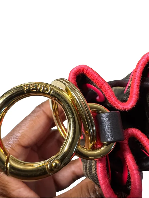 Fendi Zucca Monogram Nano Mon Tresor Bucket Bag Charm Neon Pink - Image 5