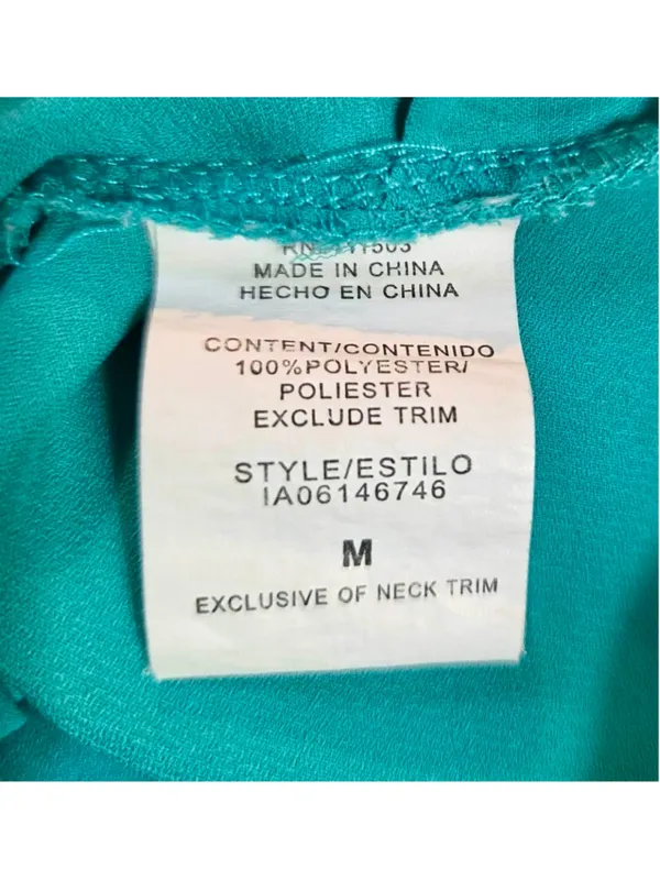 Meraki Women’s Gold Bar Cutout Chiffon Blouse Teal Green Size M W-220 - Image 5