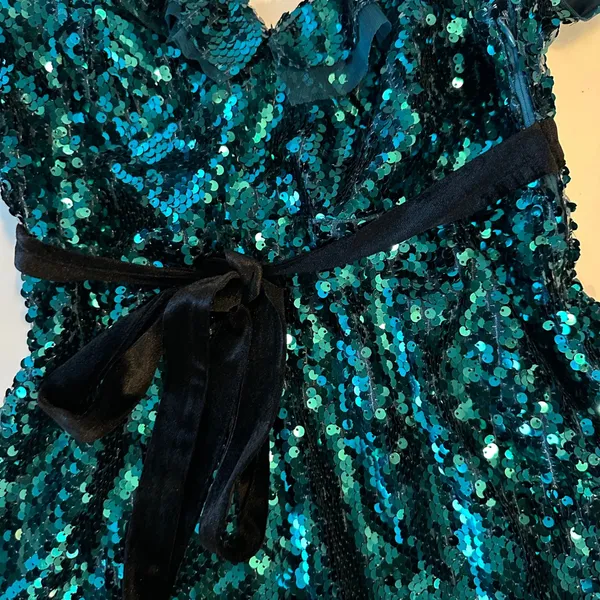 Free People green sequin siren ruffle party dress size 8‎ holiday wedding guest - Image 4
