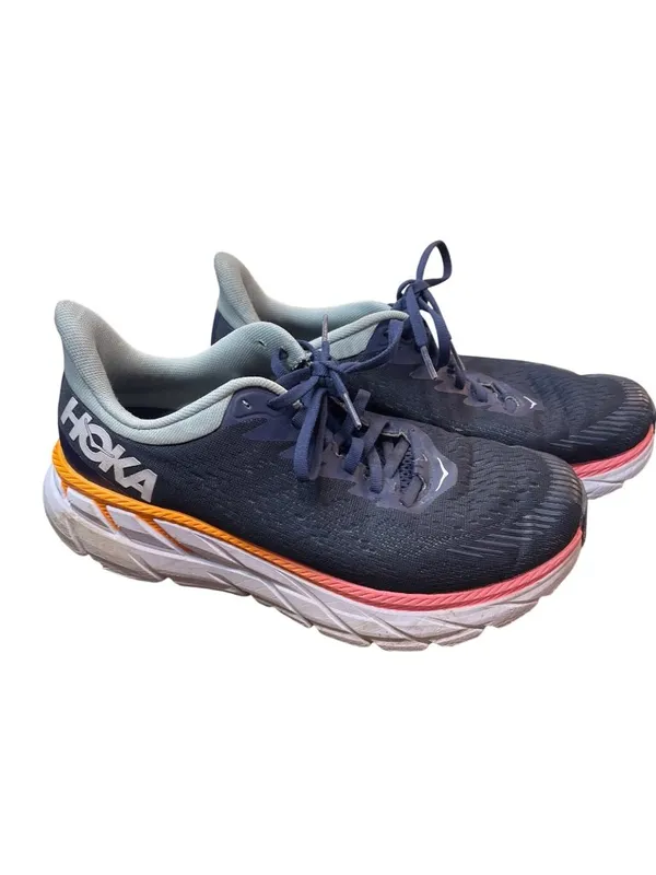 Hoka One Clifton 7 wms blue orange walking running sneakers sz 8.5D SKU 10-351 - Image 15