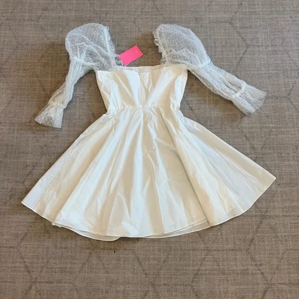 Amanda Uprichard Lalita Organza Puff Sleeve Mini Dress White NWT XS - Image 4