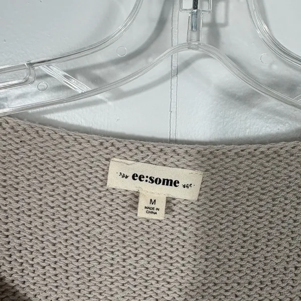 EE:Some Neutral Tan Distressed Ripped Oversized Sweater Top Medium M Relaxed - Image 3