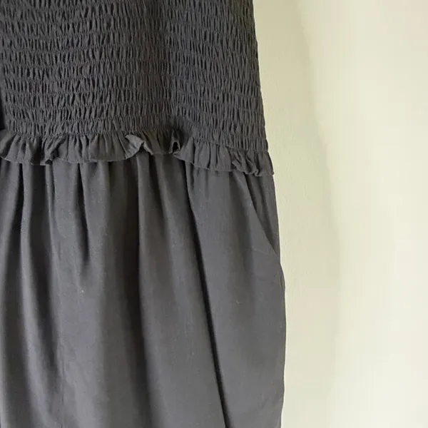 Vestique Women Black Smocked‎ Ruffle Strap Romper Small Cottage Core Casual Chic - Image 9
