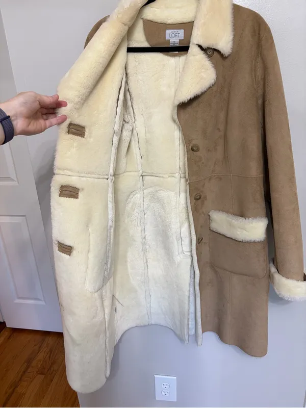 Vintage LOFT Faux Suede Fur Collar Lined Penny Lane Jacket - Size 10 - Image 5