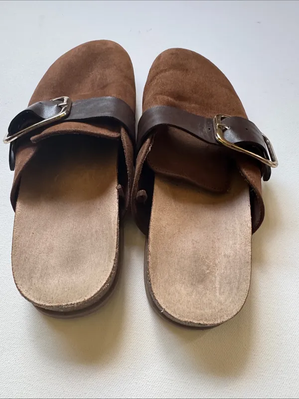 Old Navy Brown Suede Buckle Slide Loafers - Image 7