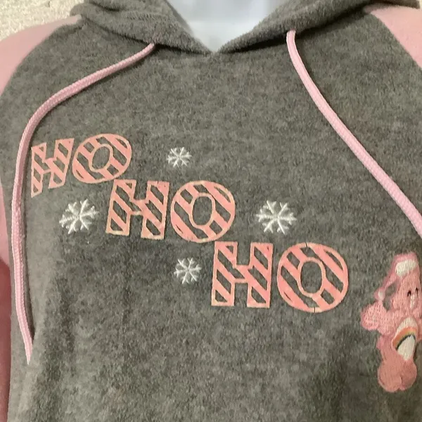 Vintage Care Bears Hoodie Small True Vintage Y2K 2000s Fleece Christmas Kidcore‎ - Image 4