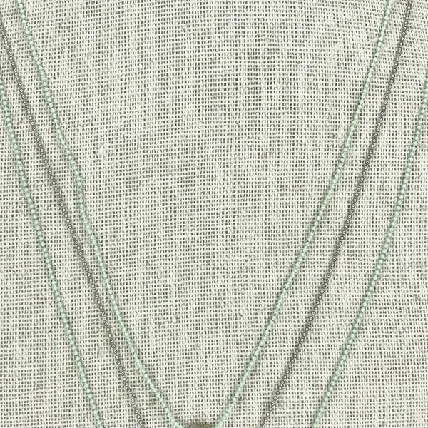 Silver Tone and Mint Skinny Dainty Triple Strand Heart Necklace - Image 4