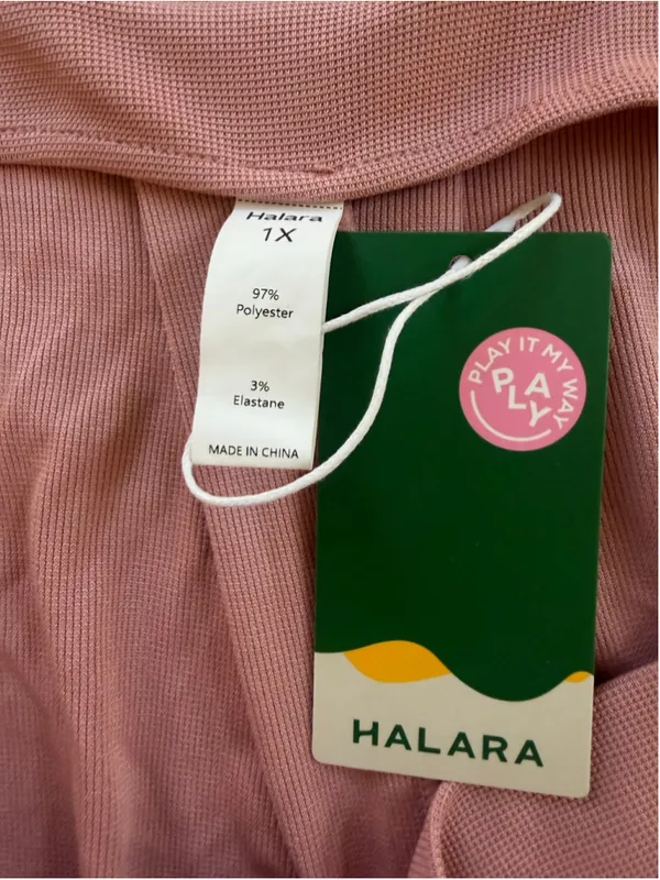 Size 1X Halara Adjustable Strap Plicated Waffle Casual Overalls Rose Tan - Image 5
