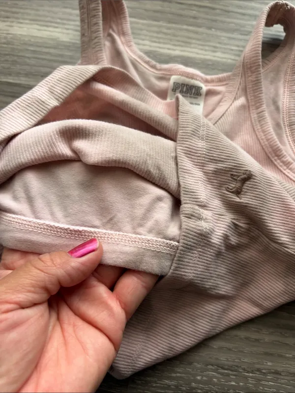PINK Victoria’s Secret Light Pink Ribbed Crop Tank Top - Image 4
