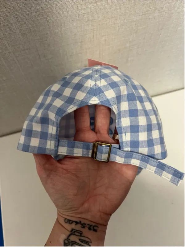 NWT Juicy Couture Baby Blue Gingham Boy Baseball Cap Couquette Y2K With Pin - Image 4