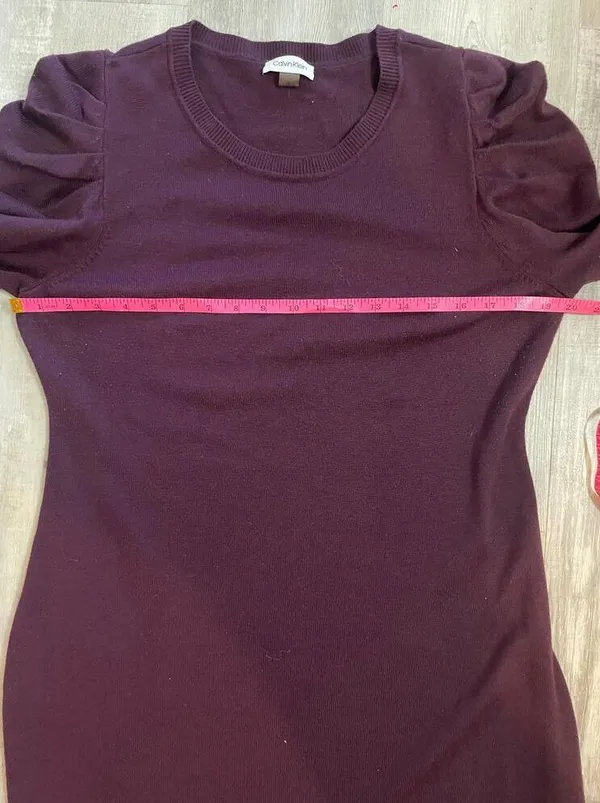 Calvin Klein Women's Puff-Sleeve Sweater Dress. Size XL. Eggplant - Image 5