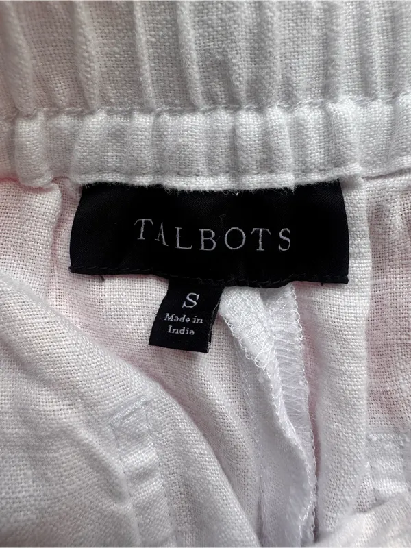 Talbots 100% Linen‎ White Pull On Cargo Ankle Pants Small - Image 2