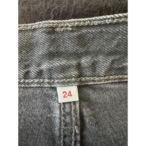 Levi's High Rise Deconstructed Button Fly Studded Denim Premium Skirt Size 24‎ - Image 5