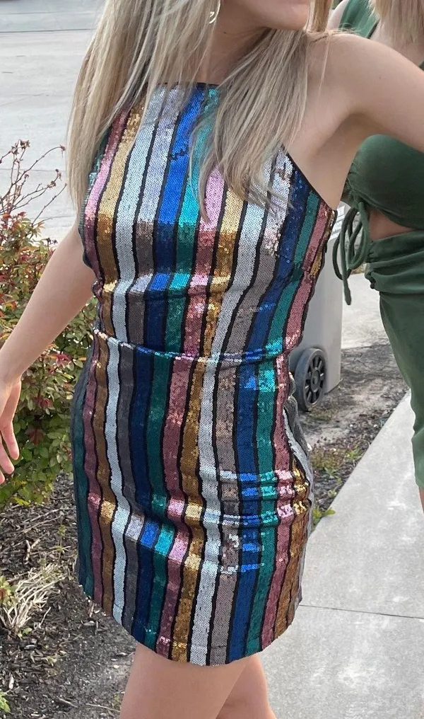 Altar'd State Striped Sequin Dress - Image 5