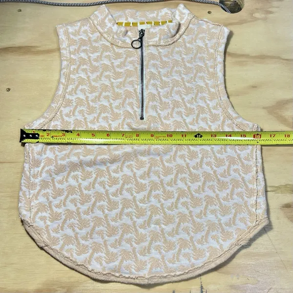 We The Free 1/2 Zip Tank Palm Tree Size‎ Small Peach Cropped Festival Beach EUC - Image 5