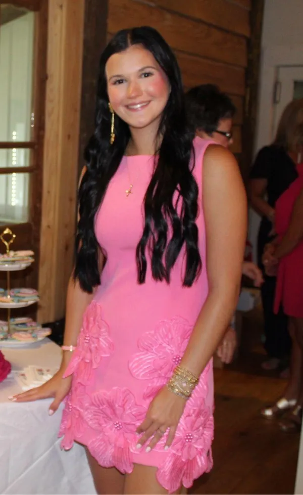 Pink floral applique dress - Image 2