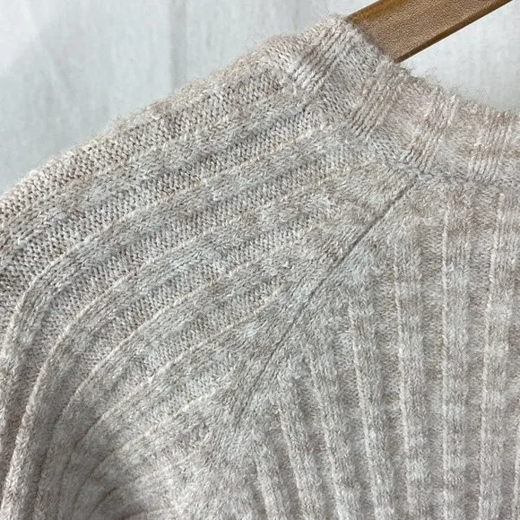 Steve Madden BB Dakota Ivory Ribbed Long Sleeve Knit Sweater Dress L - Image 4