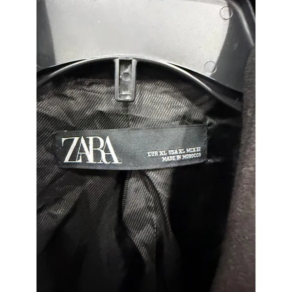 Zara Women Blazer XL Black Open Front Longline Minimalist Crepe Hook-and-Eye - Image 3