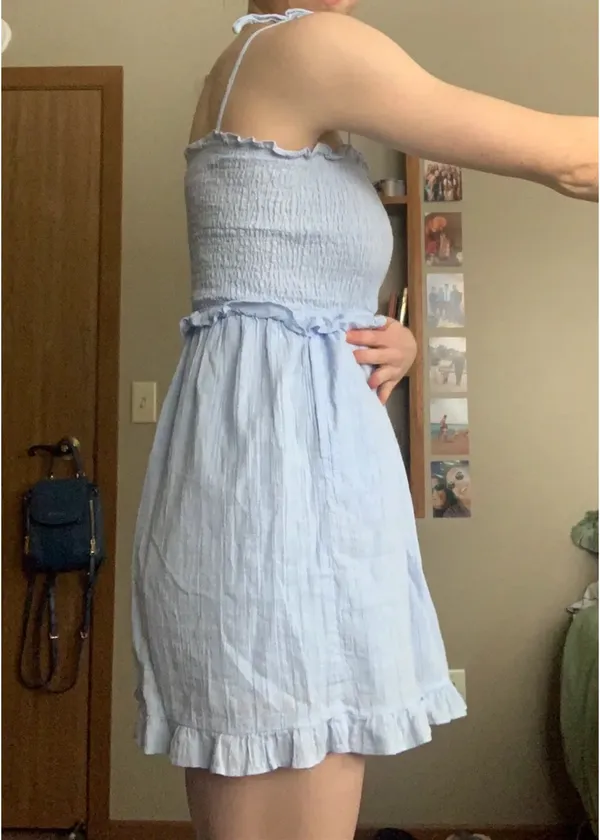 Light Blue Flowy Mini Dress - Image 2