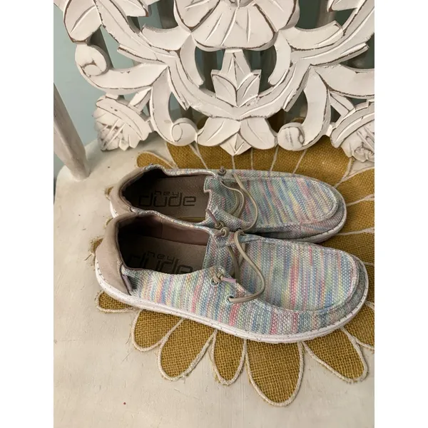 Hey‎ Dude Wendy Sox Aurora White Rainbow Knit Slip On Loafers Womens 9 121923214 - Image 7