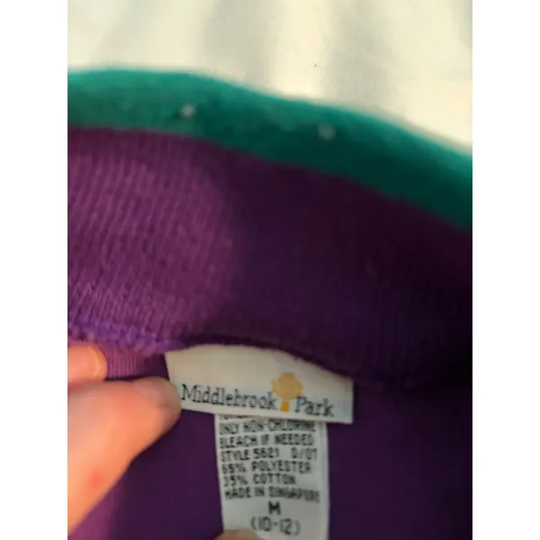 Vintage Grannycore Purple Sweatshirt Floral Embroidered Mock Neck M‎ - Image 4