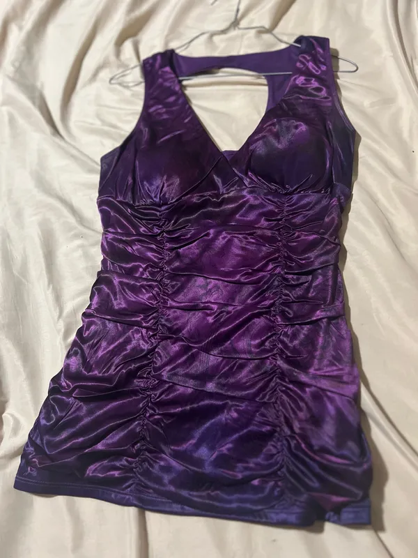 Y2K purple satin top - Image 2