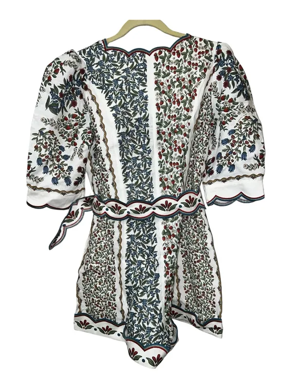 Farm Rio Fruit Beauty Off-White Linen Belted Romper Size M NWT $248 - Image 5