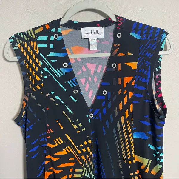 Joseph Ribkoff abstract colorful sleeveless blouse size 10 - Image 9
