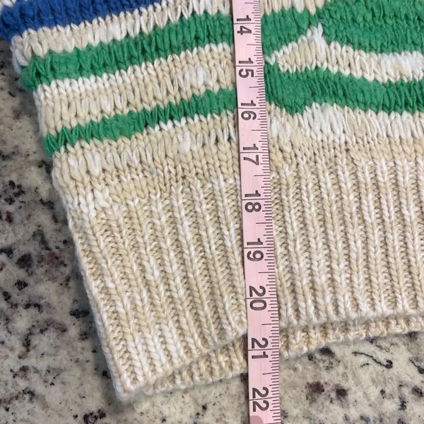 Aerie Wavy Stripe Sweater Womens S Green Blue Cream Chunky Knit Wool Blend Boho - Image 9