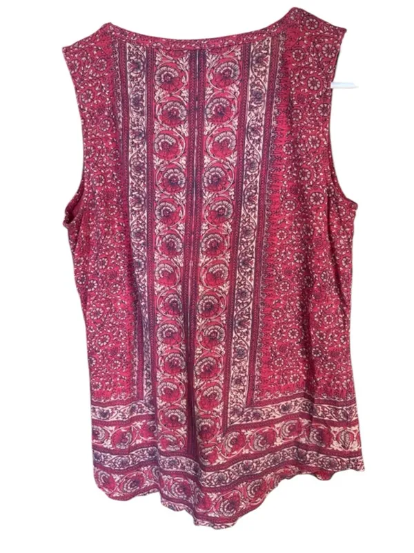 Lucky Brand Red Floral Print Boho Sleeveless Blouse Top - Image 4