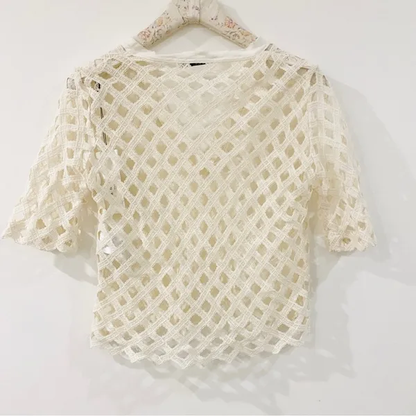 Sandro V-neck pattern lace top - Image 8