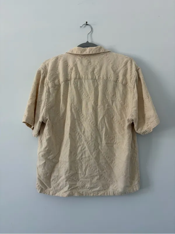 Abercrombie & Fitch The Summer Linen Blend Cropped Eyelet Quilted Button Down S - Image 2