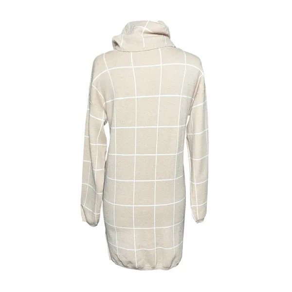 GOODNIGHT MACAROON Tan Checked Turtleneck Pullover Sweater Dress - Image 4