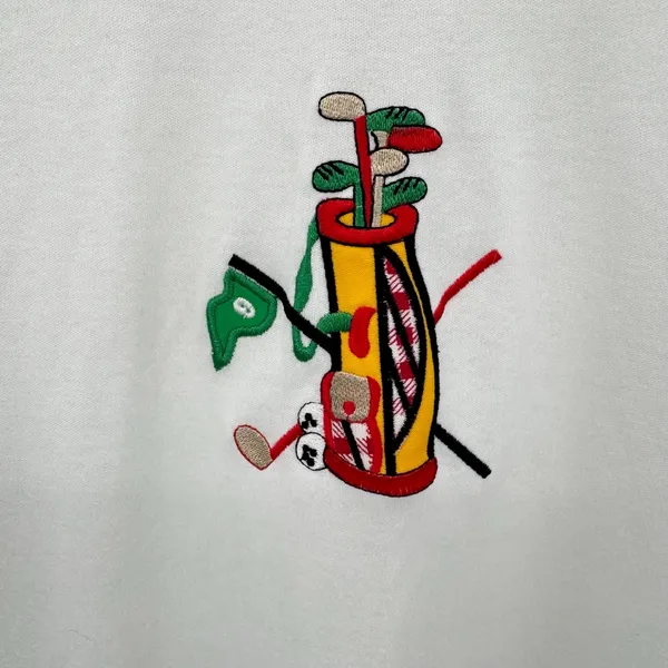 Vintage Golf Novelty Tee Embroidered Clubs Flag Cabin Creek Made in the USA - Image 2